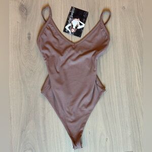 NWT Small Naked Wardrobe brown ribbed bodysuit